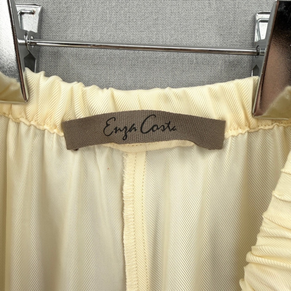 ENZA COSTA Fluid Twill Pant Womens XS Light Yellow Beach Glass Pull on Wide Leg - Picture 12 of 16